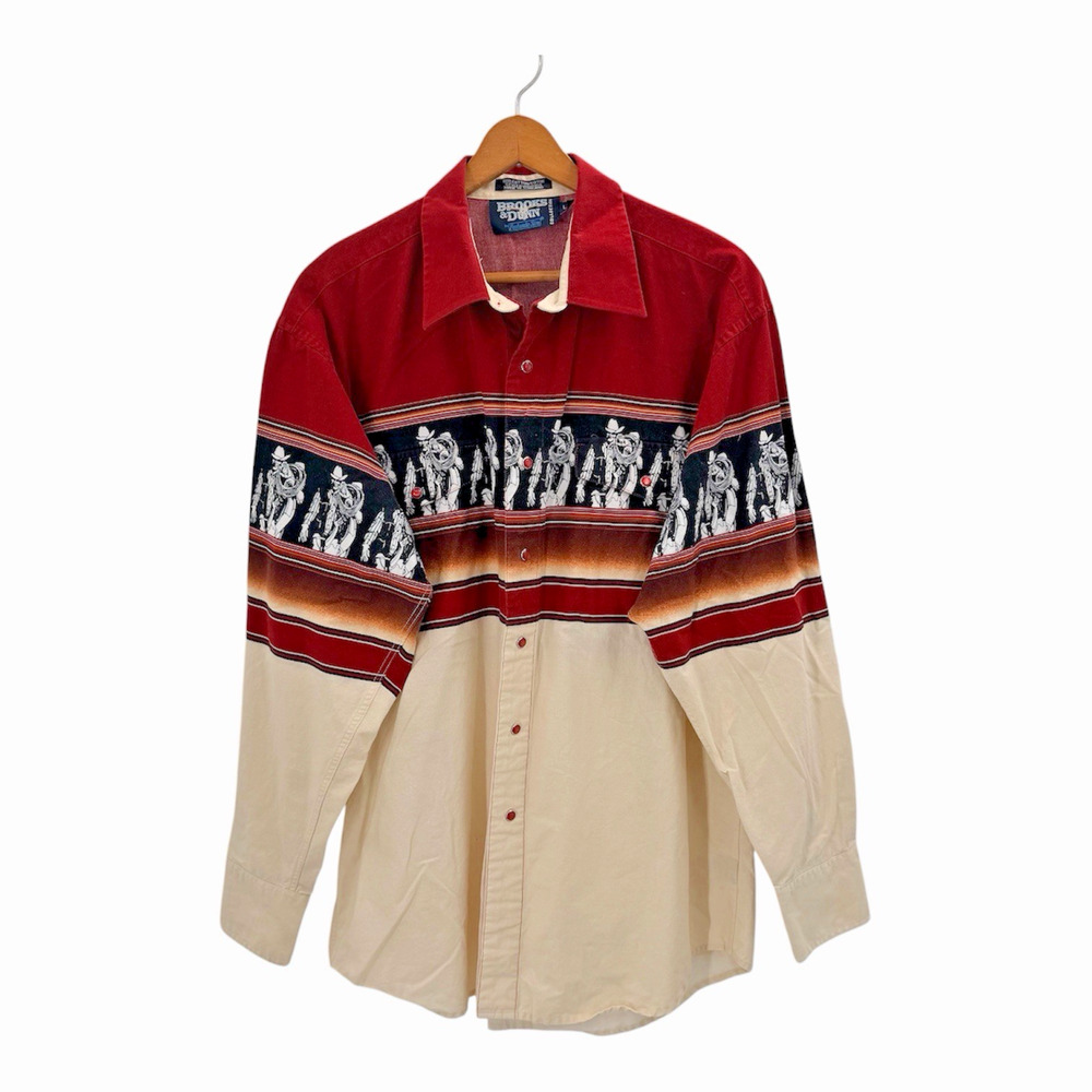 Vintage Brooks & Dunn Panhandle Slim Pearl Snap Western Rodeo Cowboy Shirt Large